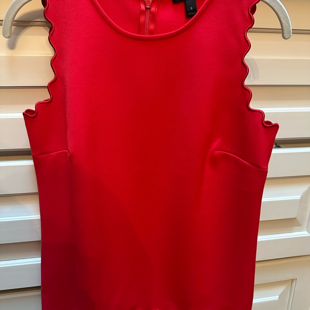J. Crew Red Scalloped Sleeveless Top